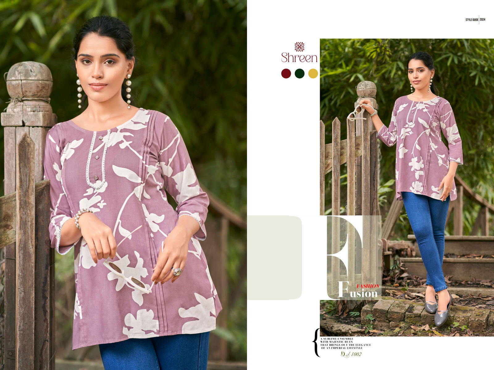 Sofia Vol 1 By Shreen Western Rayon Printed Tunic Ladies Top Wholesalers In India
